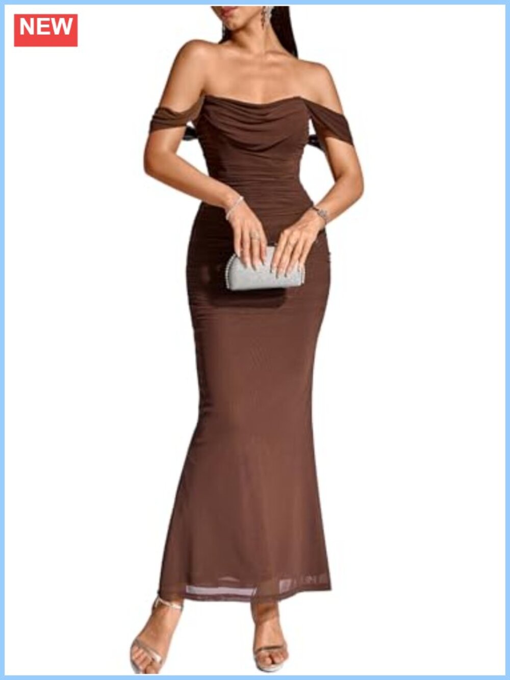 Off Shoulder Corset Maxi Dress Ruched Bodycon Formal Wedding Guest